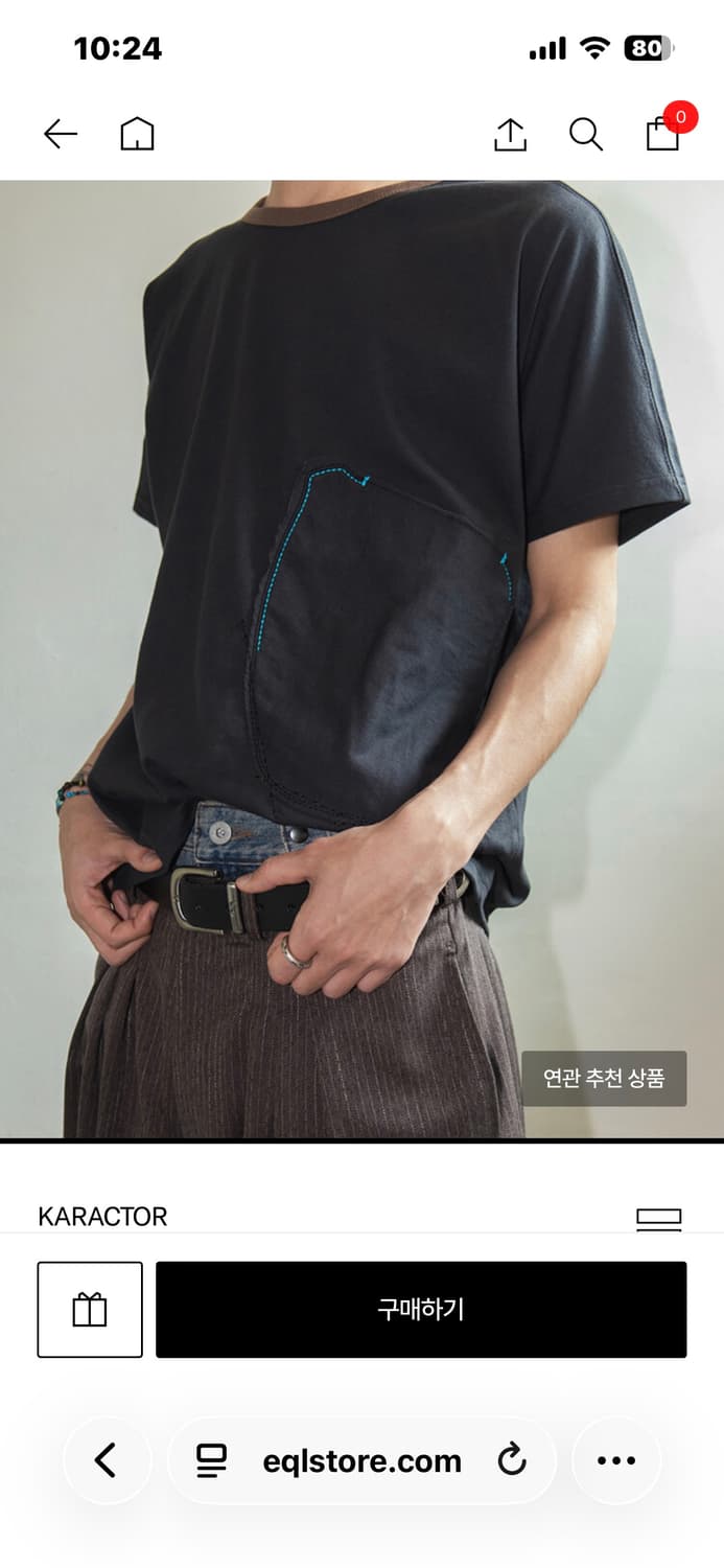 카락터 패치워크 포켓 티셔츠 상품이미지3