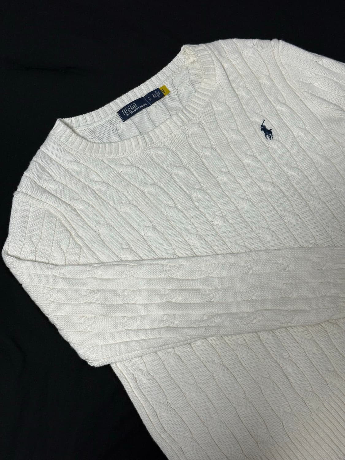 (매장판) POLO 폴로 크롭 화이트 케이블 니트 L 상품이미지1