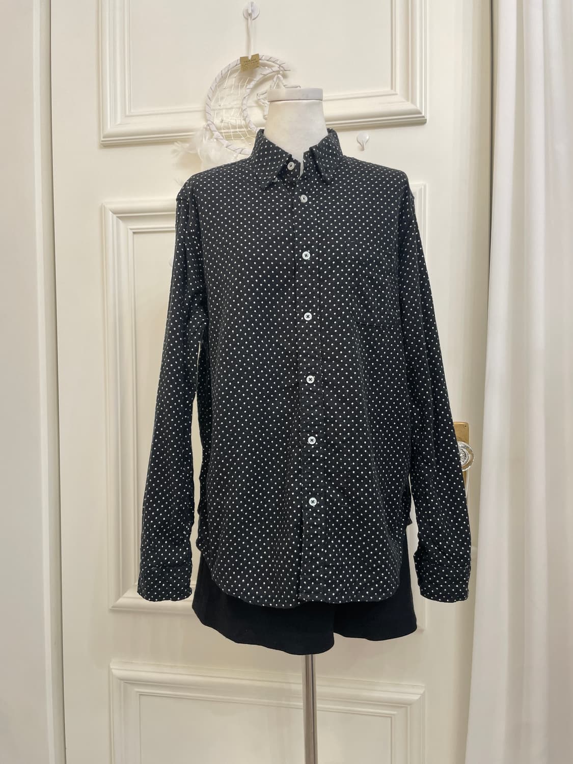 black dot wool warm shirt(size-M) 상품이미지1