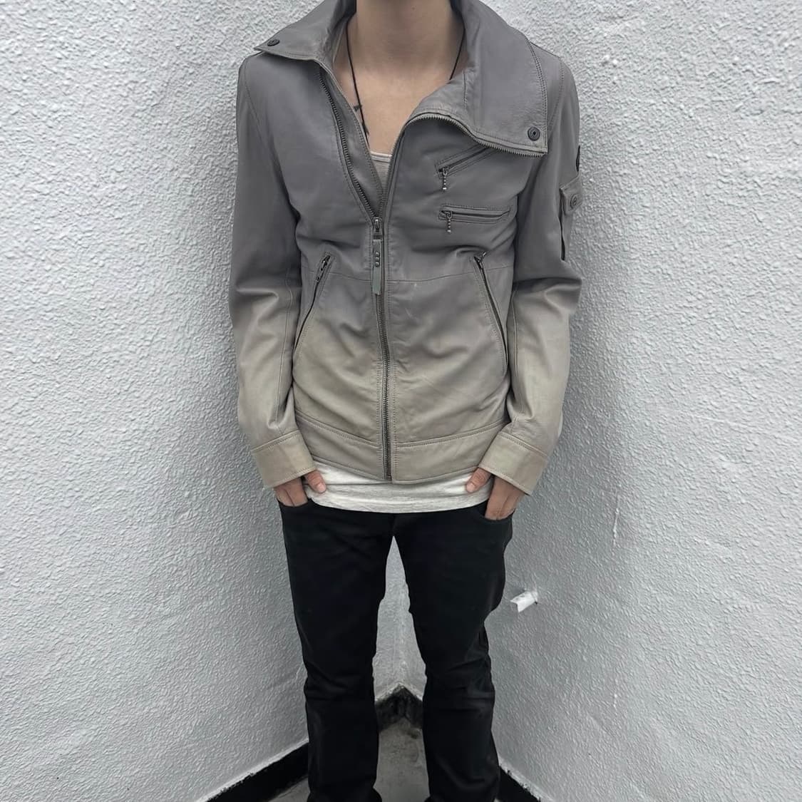 Diesel fade washing asymmetry leather ja 상품이미지5