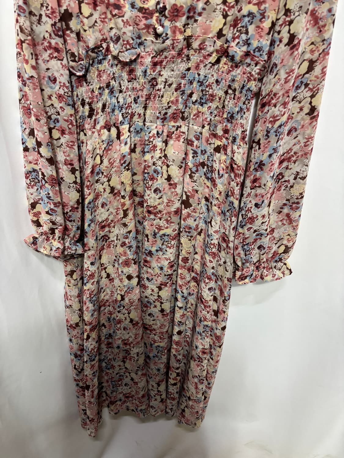 허리밴딩 쉬폰 플라워 롱 원피스 XL 상품이미지3