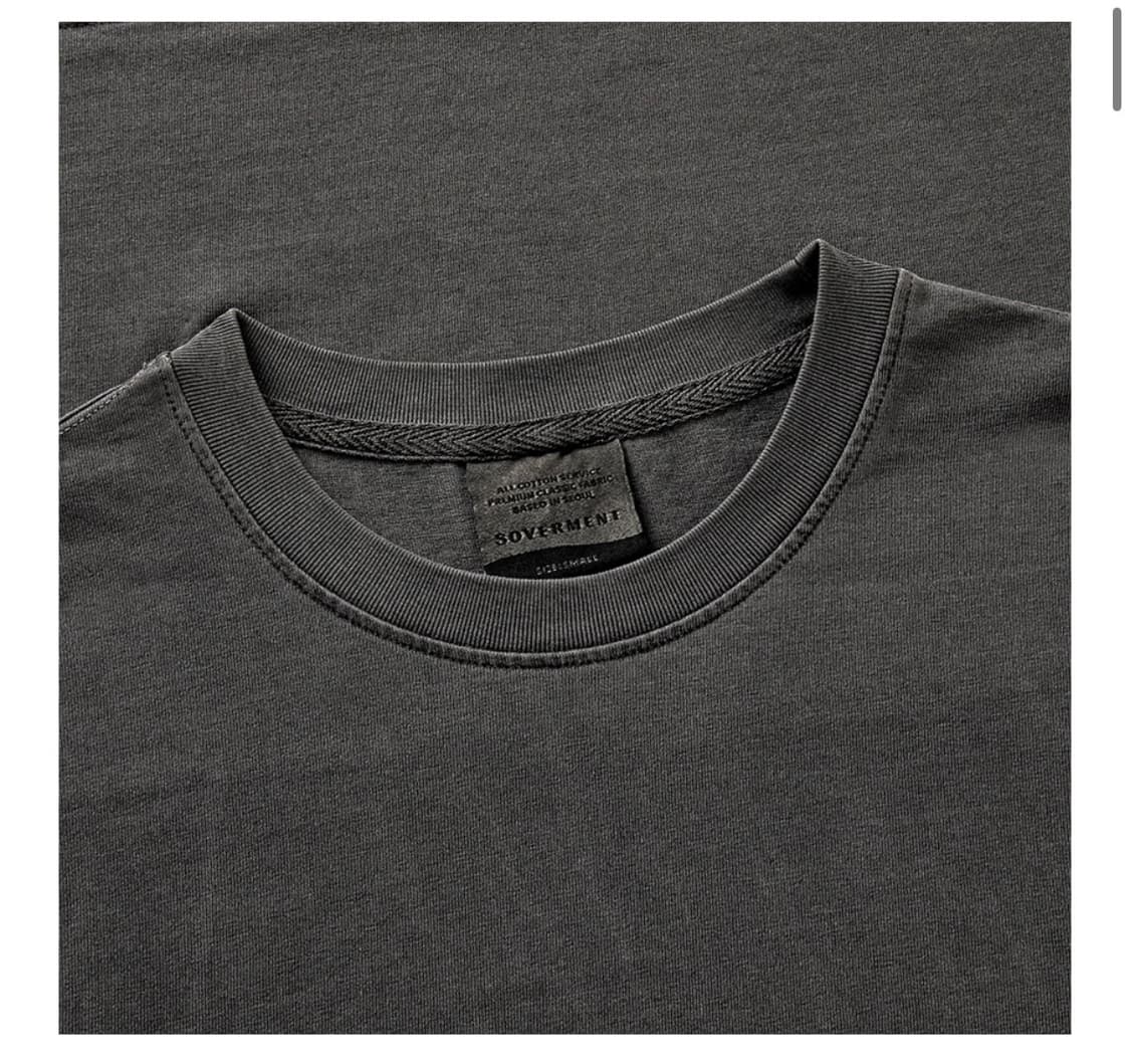 소버먼트 크롭 컷 헤비 피그먼트 티셔츠-차콜- 상품이미지3