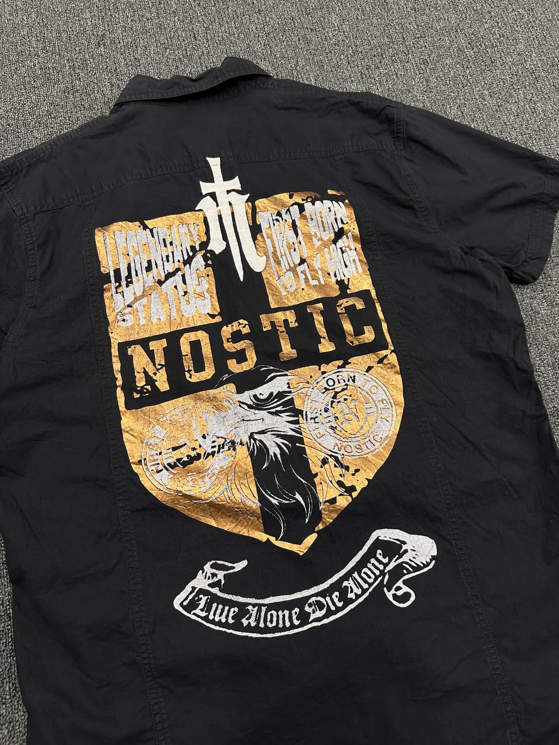 XL) NOSTIC 빈티지 프린팅 반팔셔츠 상품이미지3