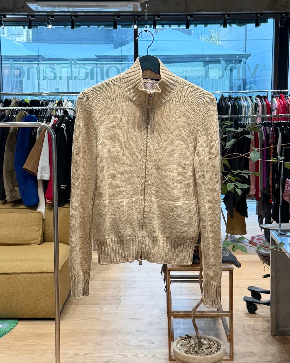 로로 피아나 베이지 캐시미어 혼방 투웨이 니트 집업  상품이미지1