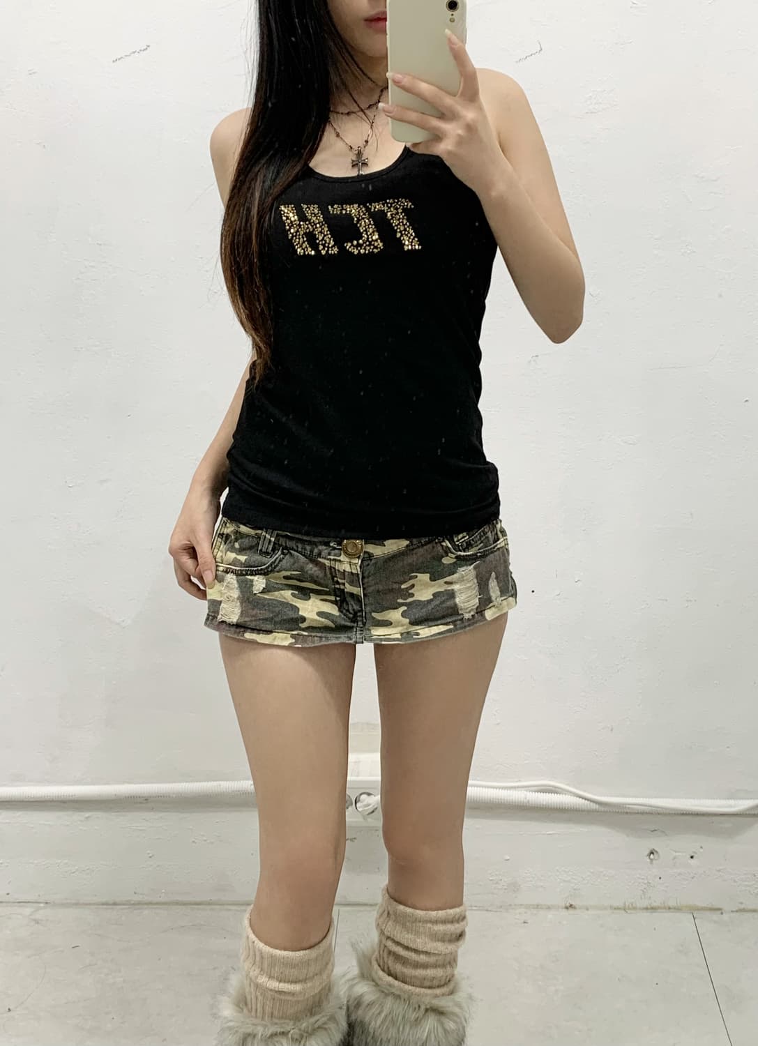 [MAISONGILFY] y2k 카모플라쥬 데님 숏츠 상품이미지2