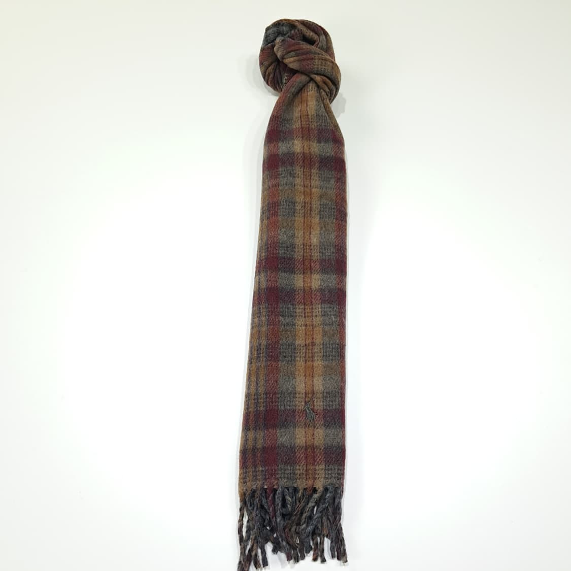 MX513 폴로 90s 이태리판 울 양면 타탄 브라운 머플러 목도리 상품이미지5