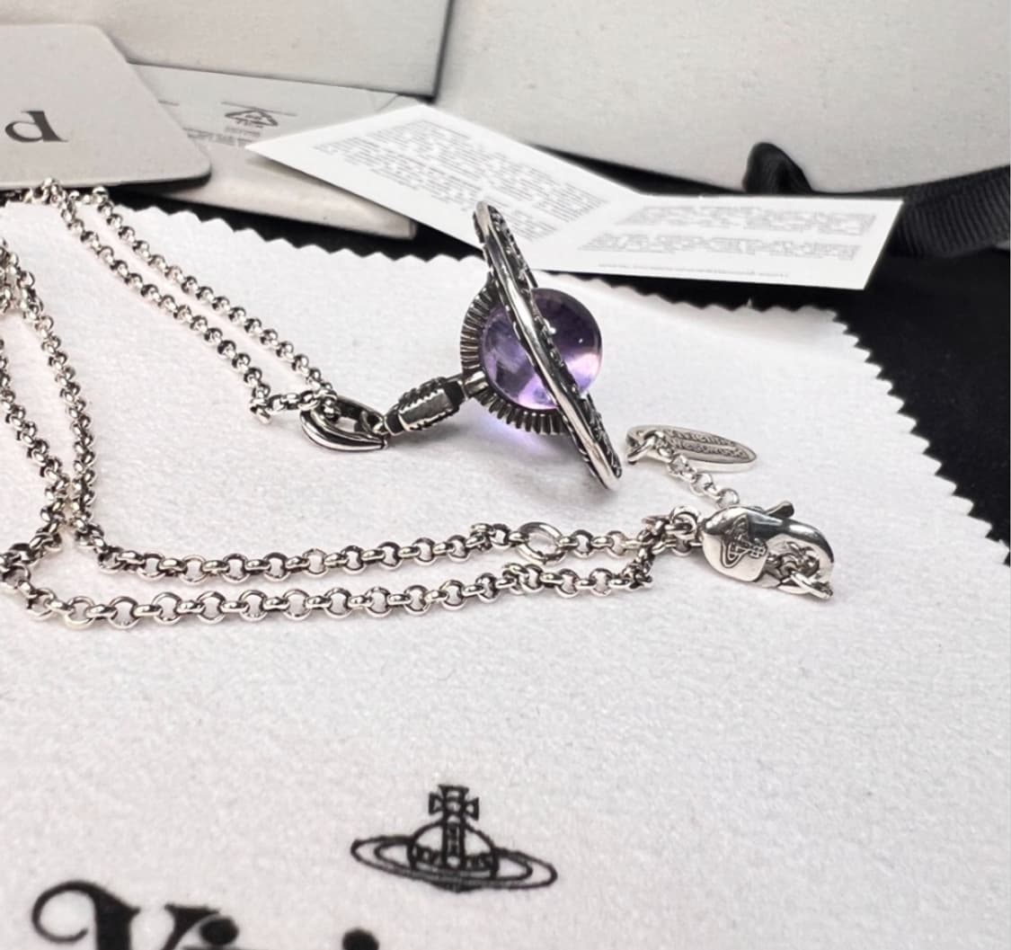 비비안웨스트우드 아카이브 퍼플 자수정 엔틱 3d orb 팬던트 목걸이 상품이미지5