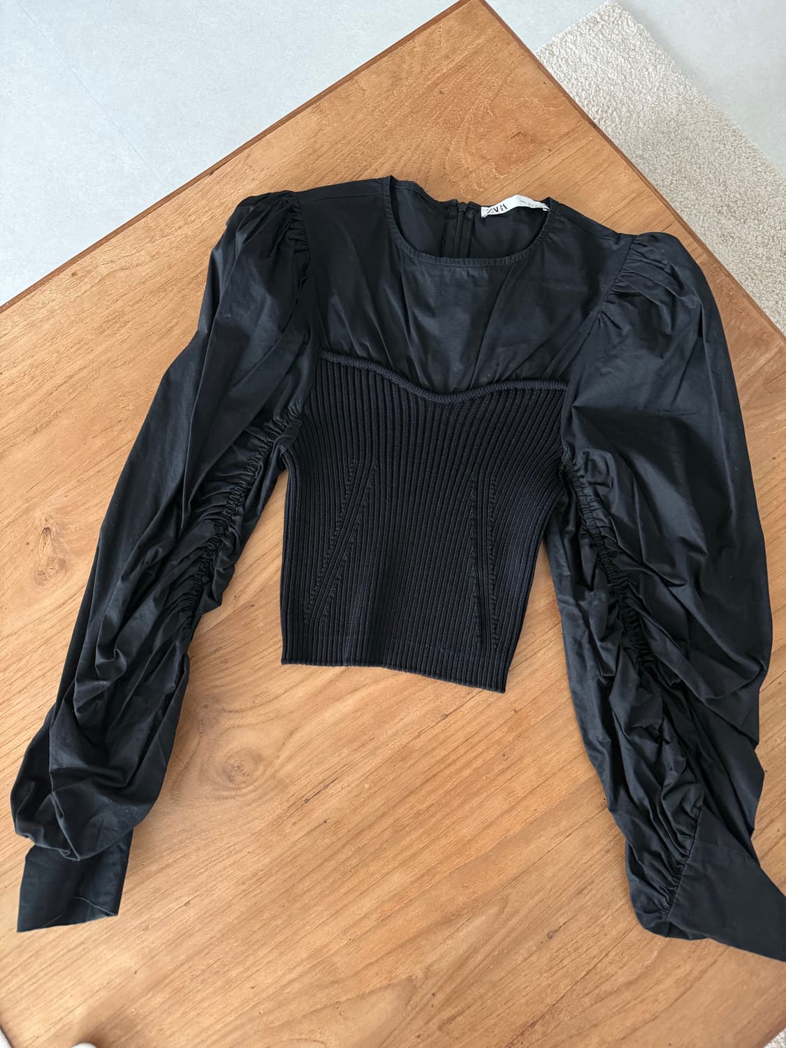 자라 블랙 퍼프 니트 뷔스티에 블라우스 상품이미지4