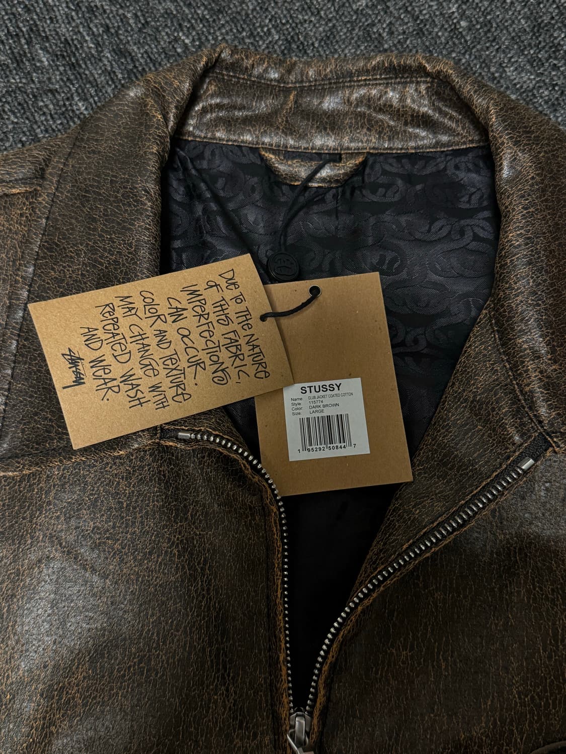 [L] 스투시 코티드 코튼 클럽 자켓 다크 브라운 상품이미지2