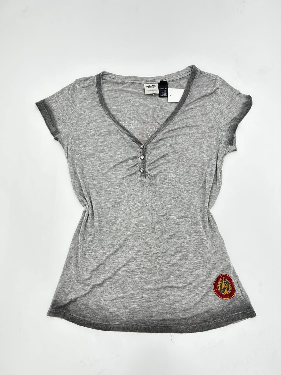 할리데이비슨 우먼 버튼 브이넥 반팔티 상품이미지1