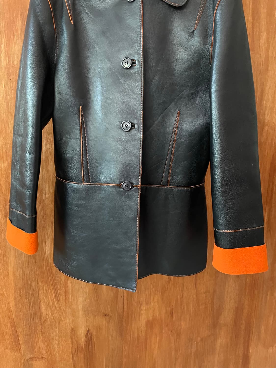 Orange stitch leather jacket 상품이미지8
