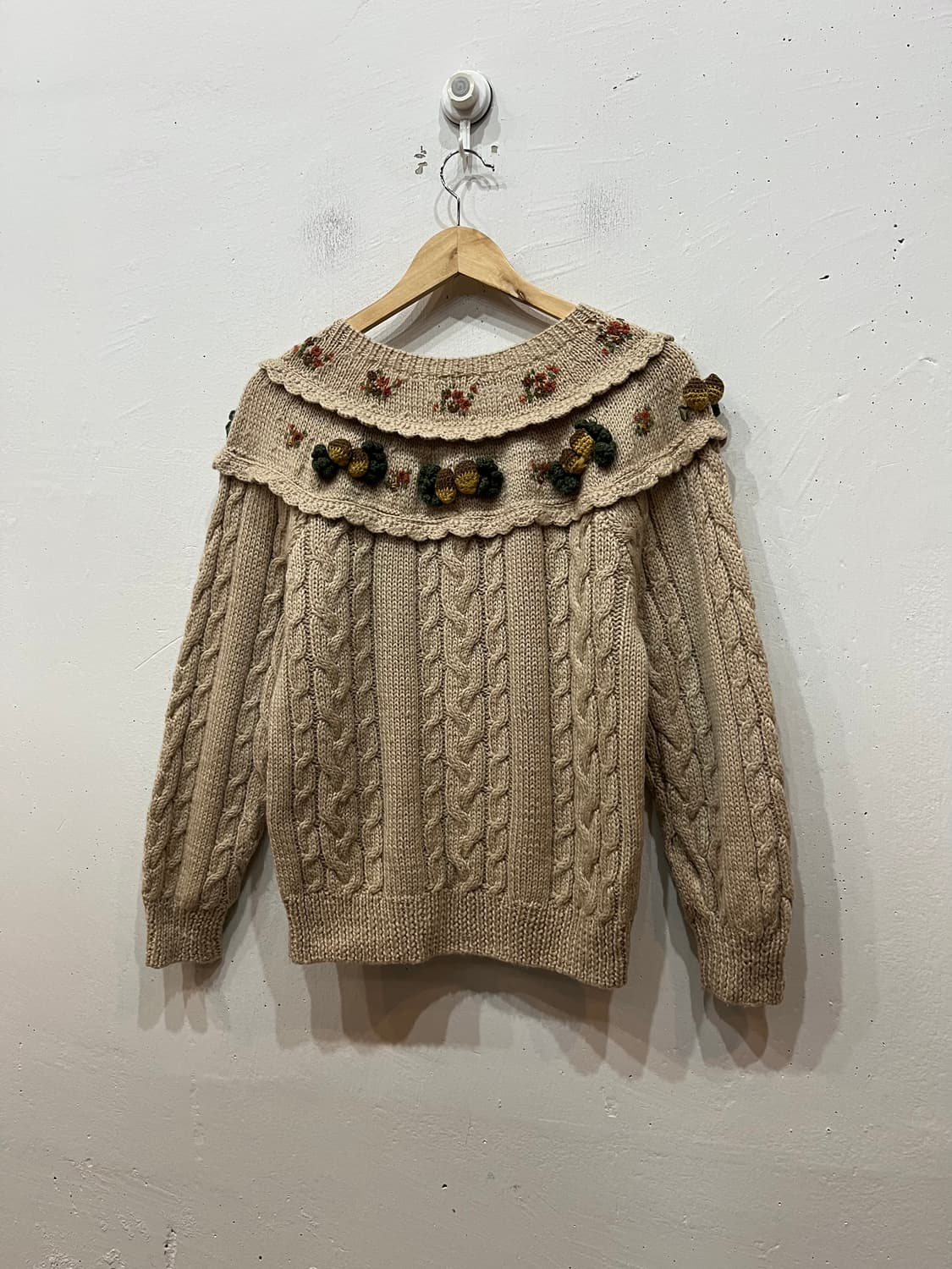 AIR SECTION JPN 모리걸 아플리케 퓨어울 케이블 가디건  상품이미지2