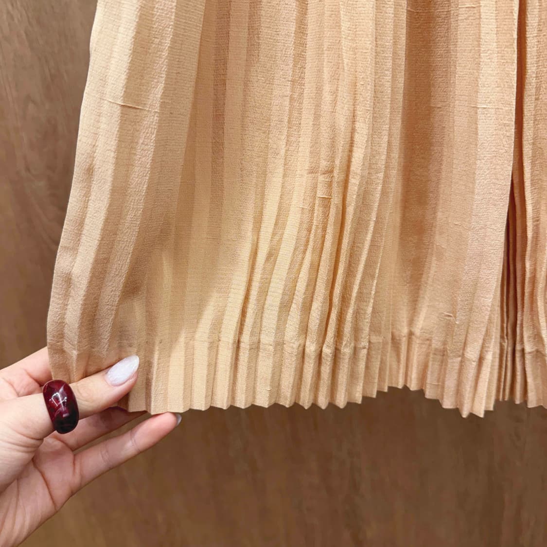 발렌티노 가라바니 플리츠 롱 스커트 터치 주름 디테일 핑크베이지 상품이미지6