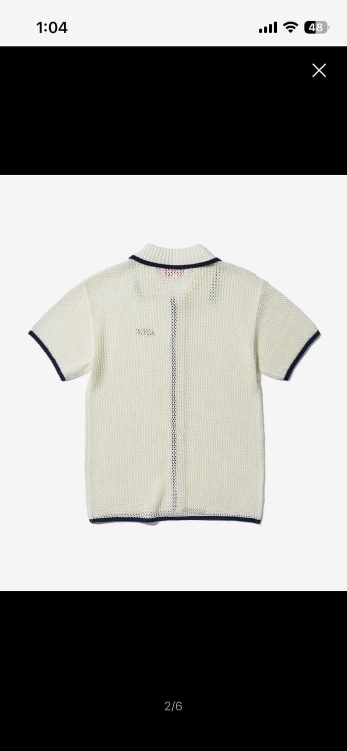 에이카화이트 크로셰 카라 하프 니트셔츠 상품이미지2