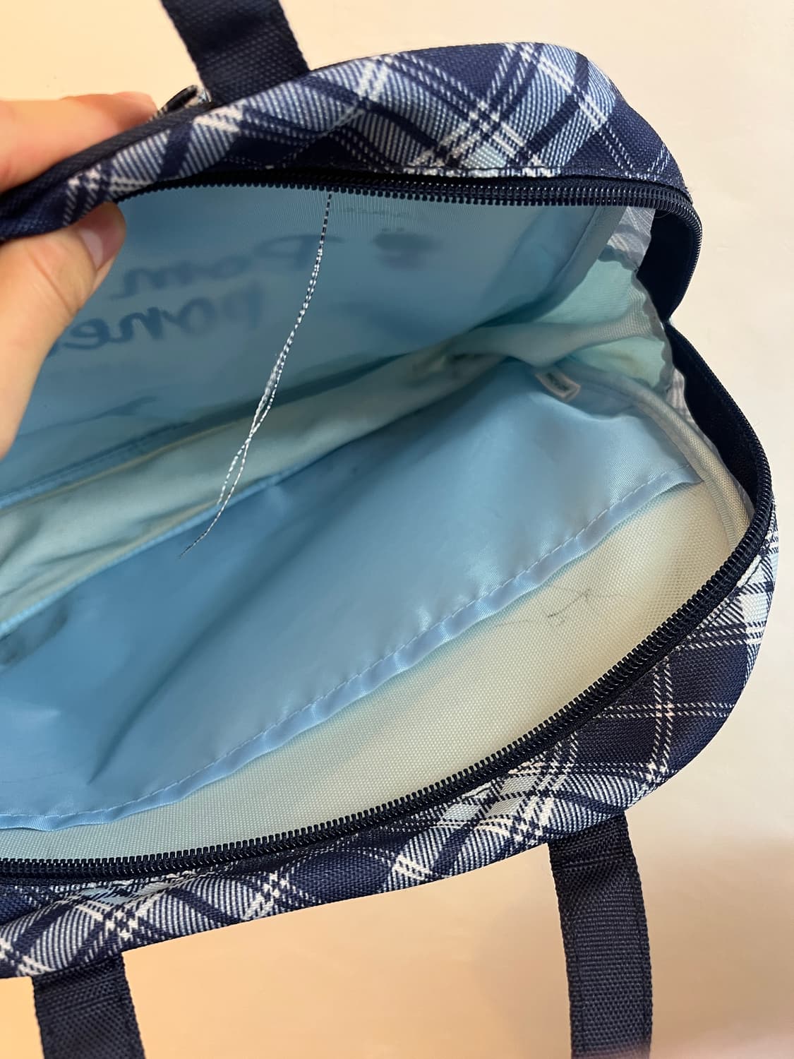 폼포넷 블루 체크리본 핸드백 🌀 상품이미지4