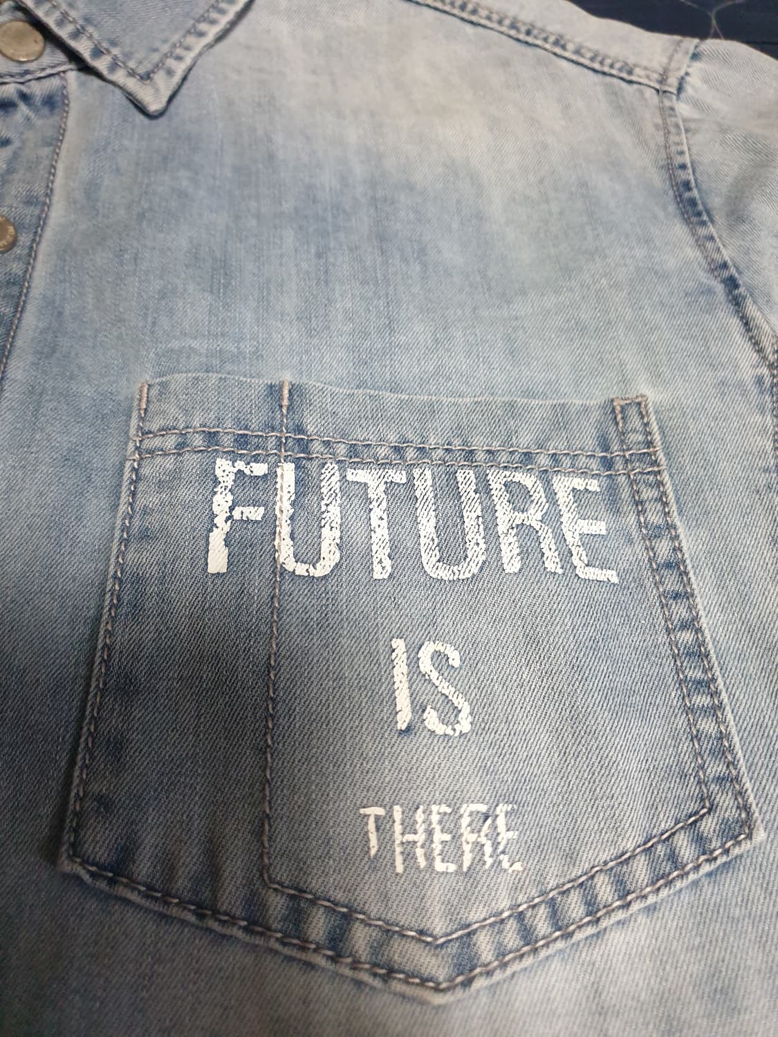 (빈티지) NIX 워싱 프린팅 데님 셔츠형 자켓 (100) 상품이미지2