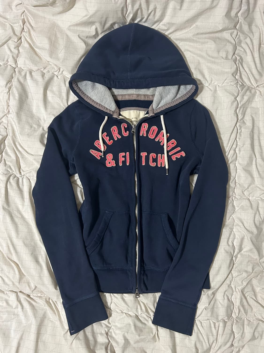 아베크롬비 아치 로고 네이비 후드집업 상품이미지3