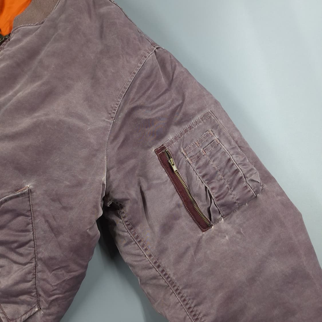 빈티지 피그먼트 퍼플 워싱 암포켓 올드스쿨 스트릿 항공점퍼 마원 MA1 상품이미지5