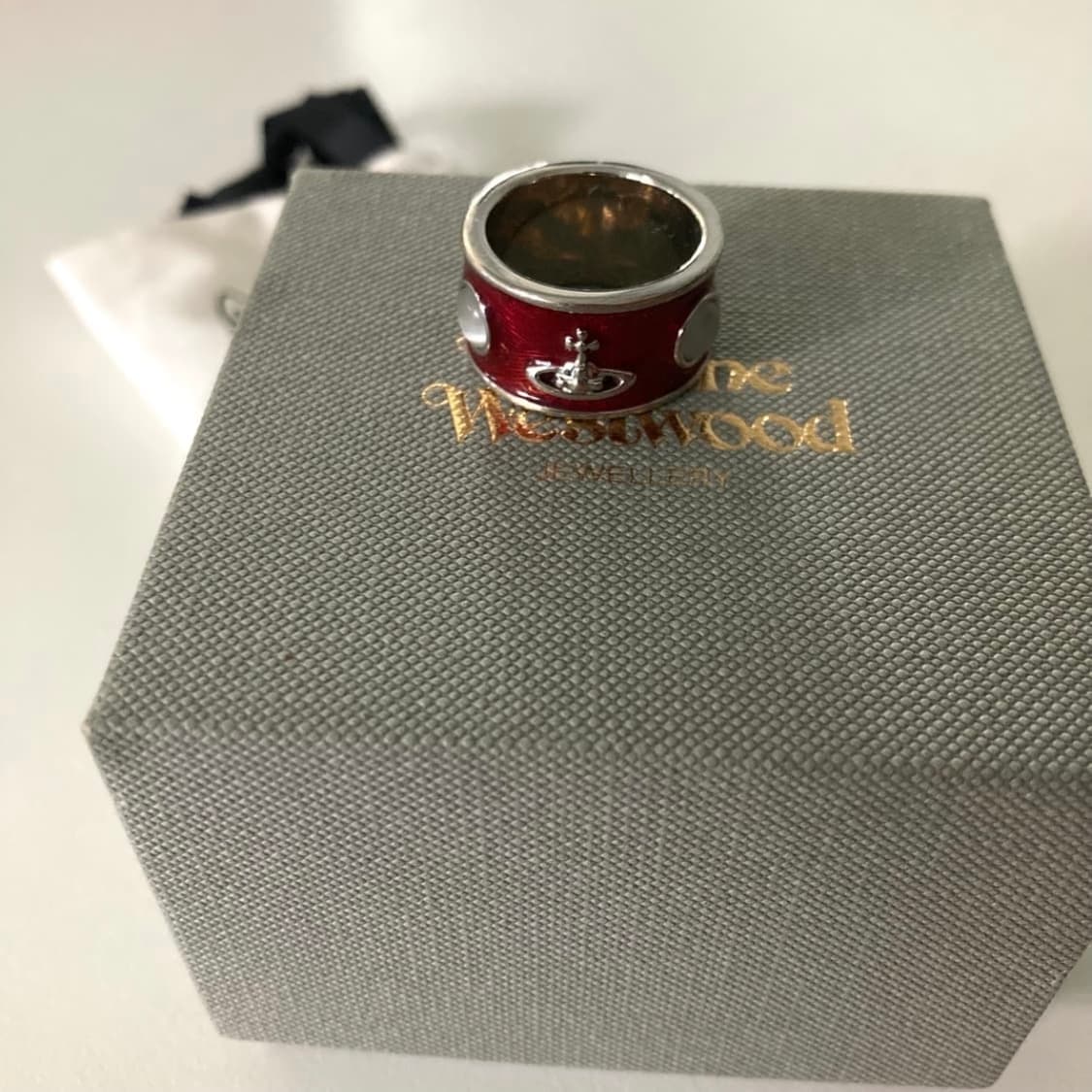 비비안웨스트우드 아카이브 실버*레드 원석링 반지 상품이미지2