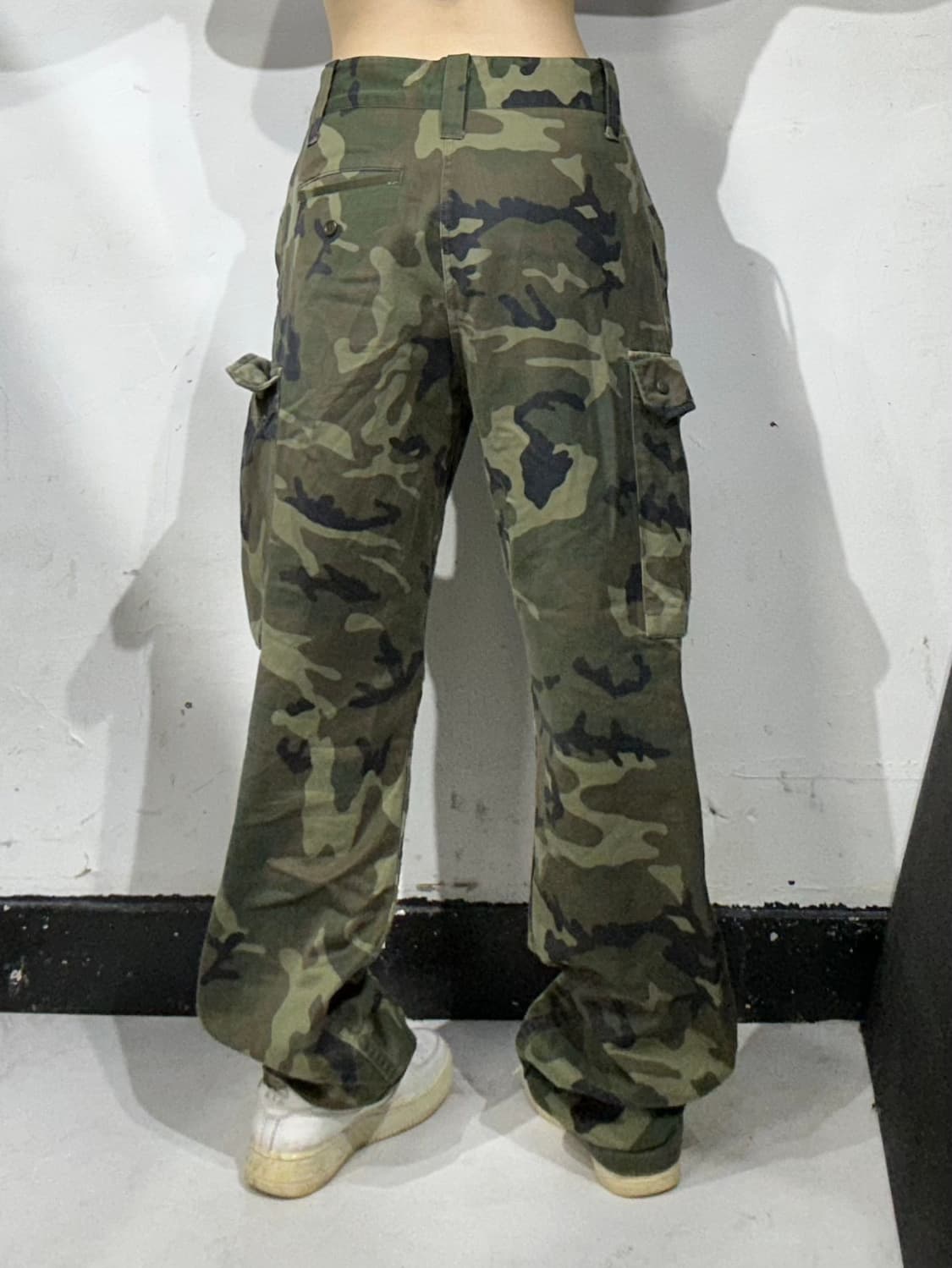 일본 빈티지 카키 밀리터리 카모 와이드 카고 팬츠 군복 바지  상품이미지3