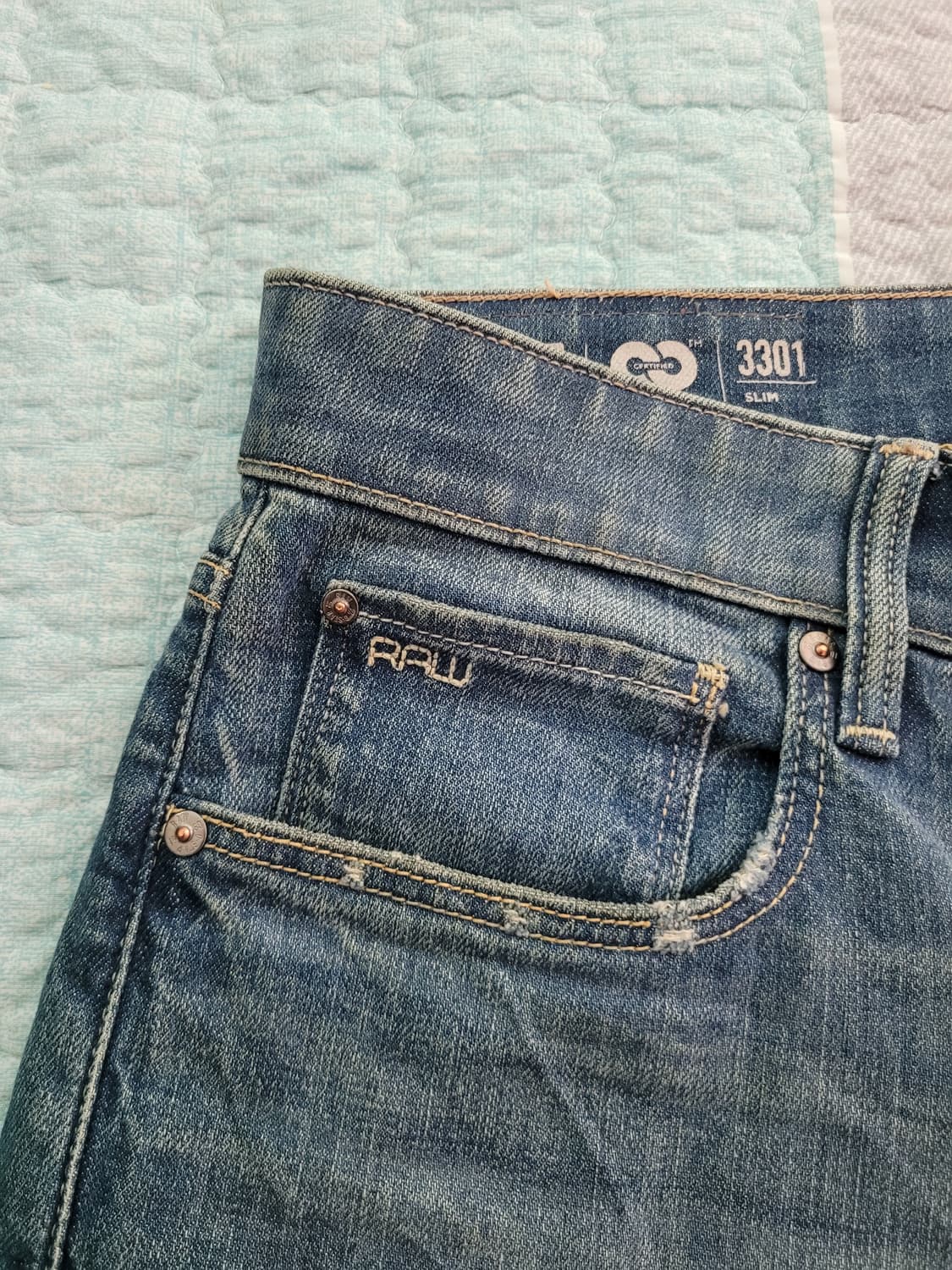 지스타로우 G star raw 3301슬림 빈티지 디스리페어 워싱진 32 상품이미지5