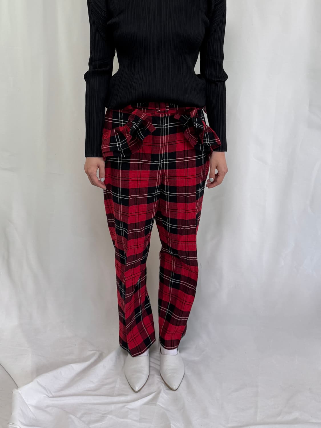 H&M x 시몬로샤 콜라보 체크 팬츠 상품이미지2