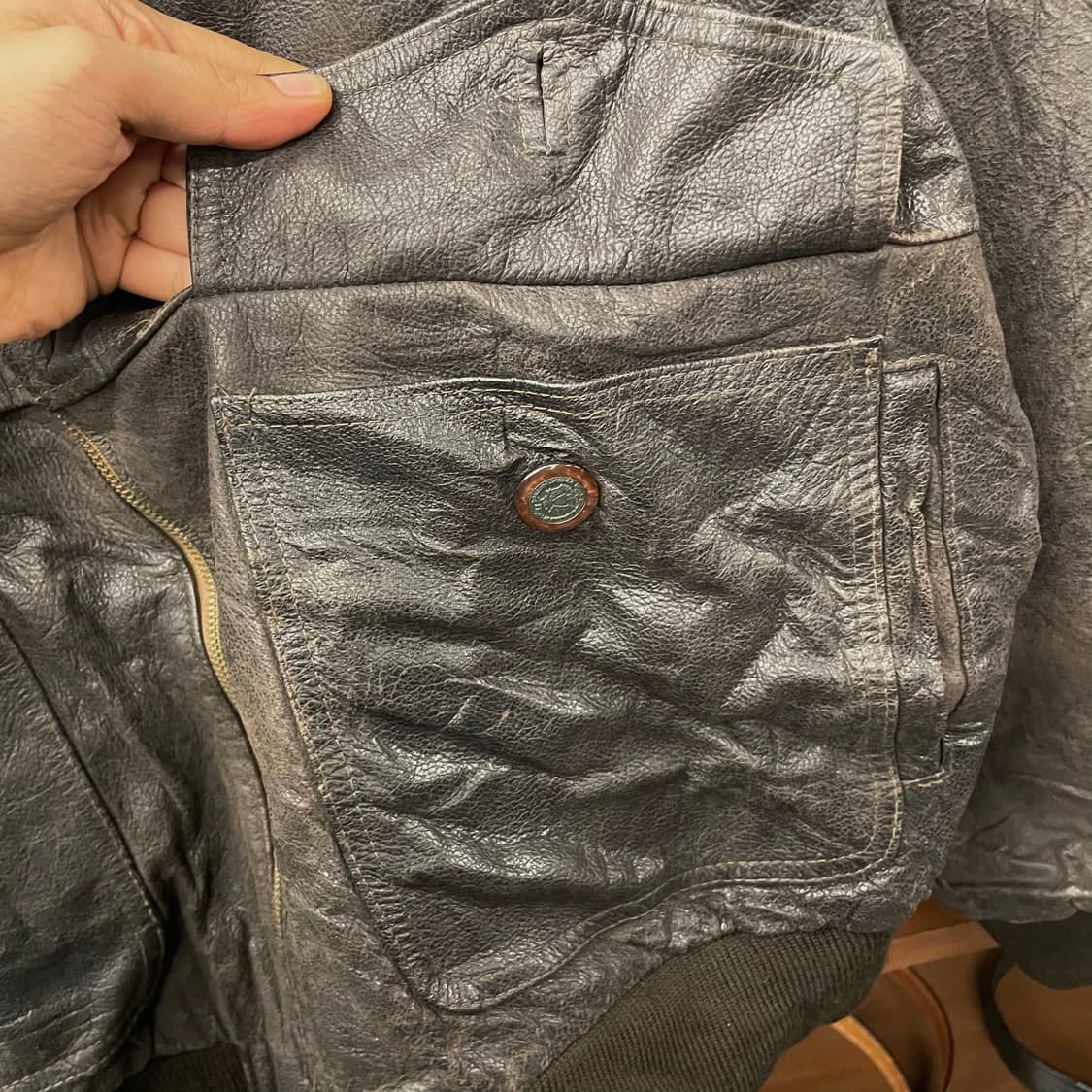 빈티지 미 해군 G-1 리얼 레더 항공 봄버 자켓 상품이미지4