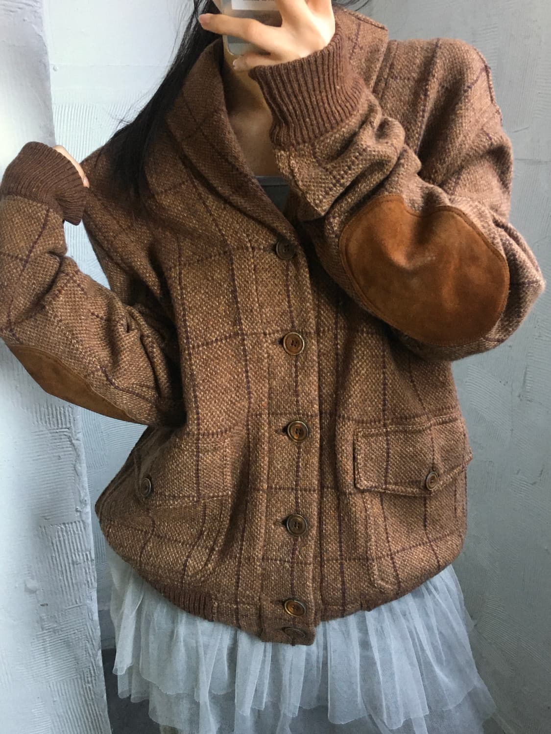 폴로랄프로렌 헤비 울 브라운 체크 가디건 자켓 상품이미지1