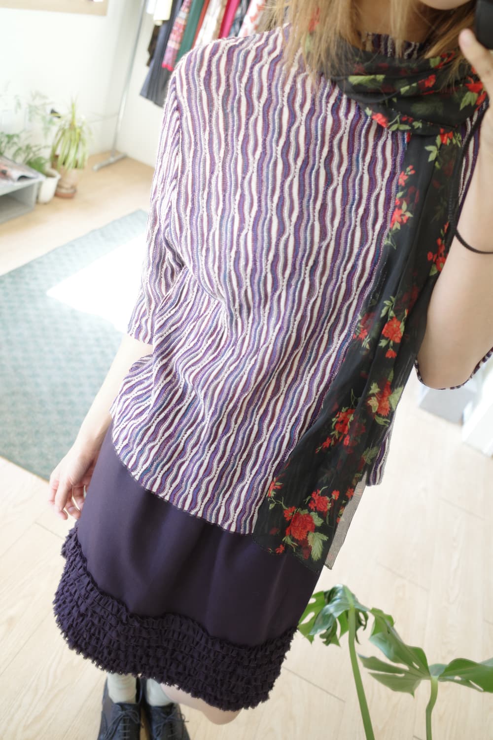 Pleats purple top 상품이미지1