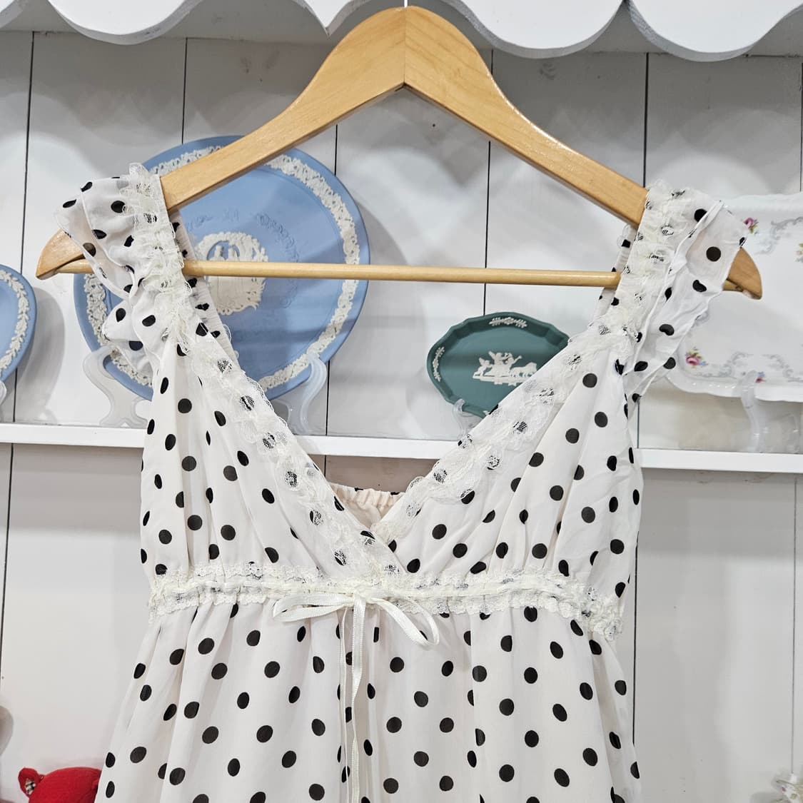 도트 쉬폰 레이스 원피스 상품이미지3