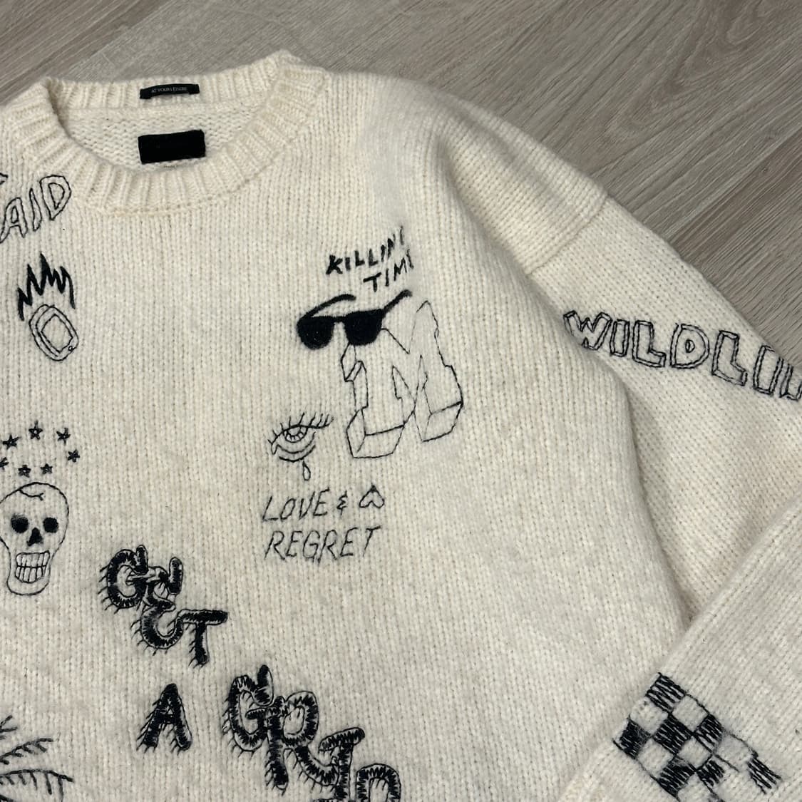 마더 스케치 자수 니트 상품이미지3