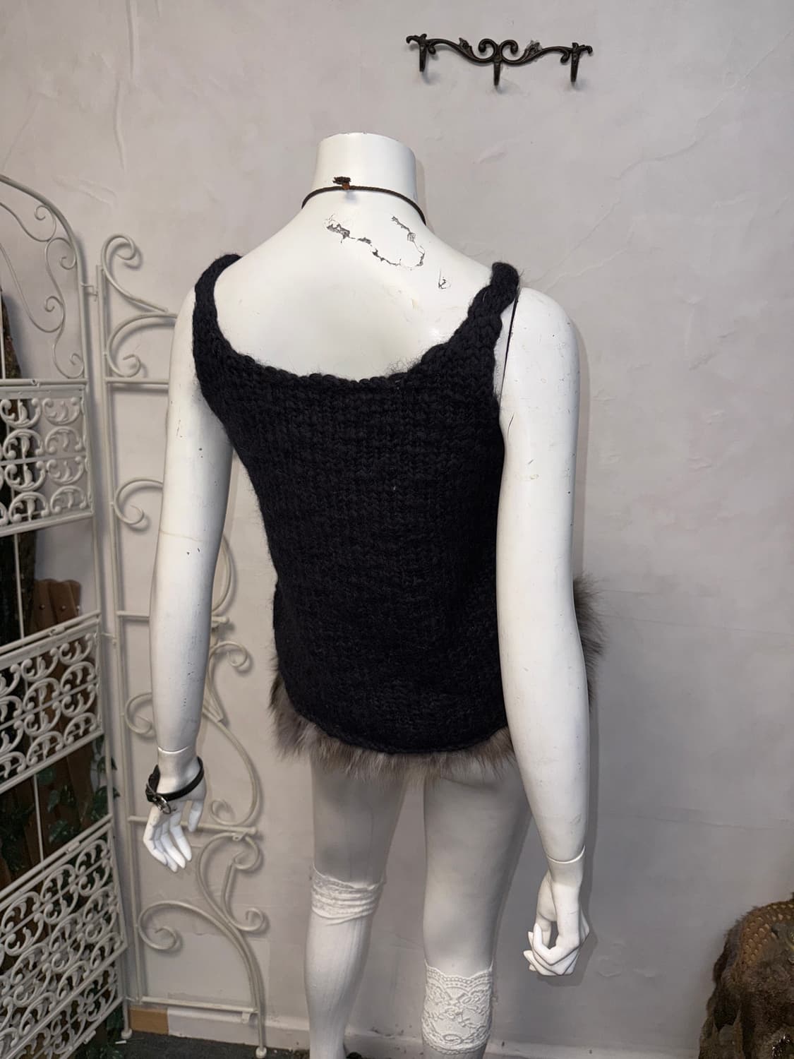 Charcoal skull wool bustier sleeveless  상품이미지2
