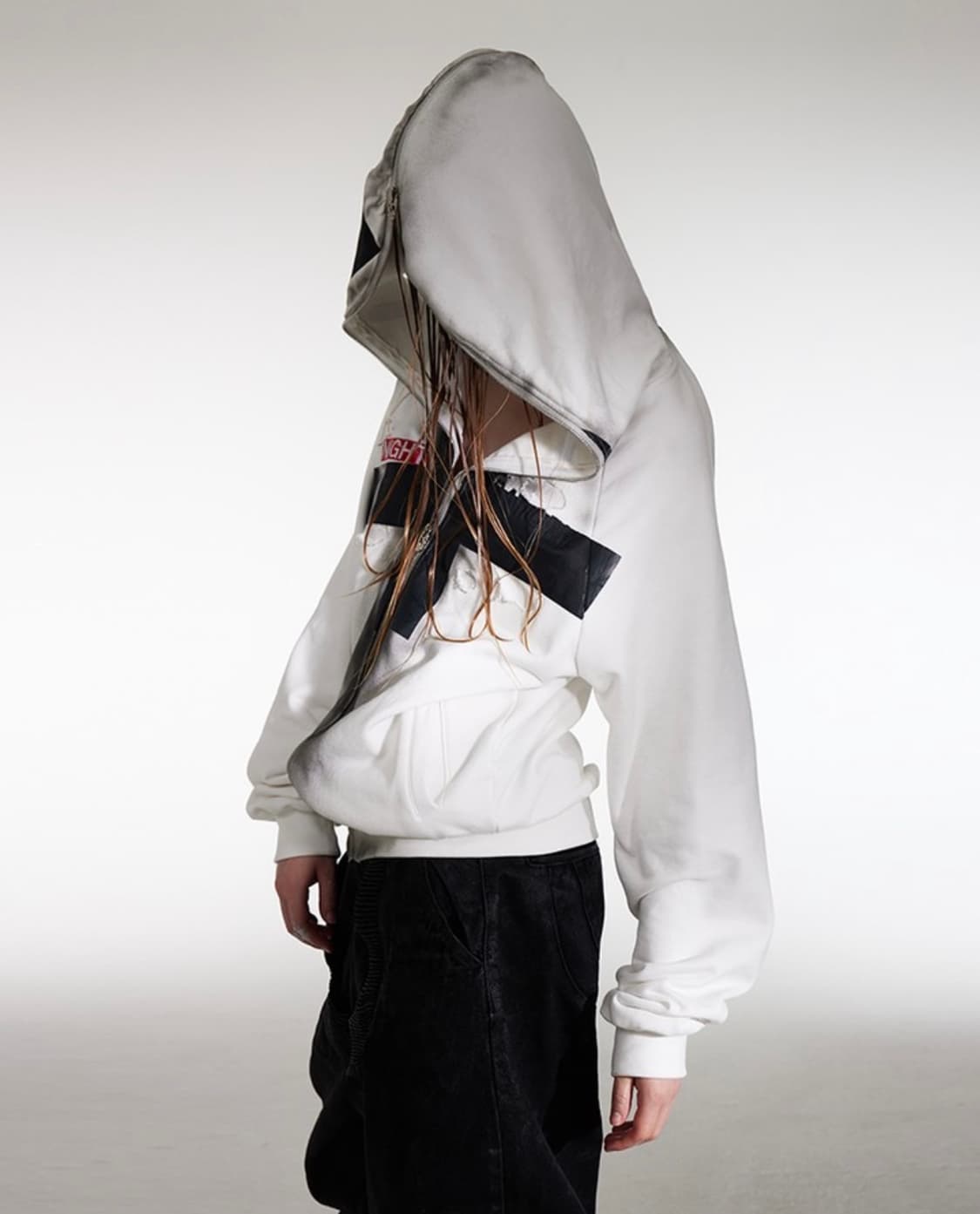 NIGHT RAP distressed oversized hoodie L 상품이미지2