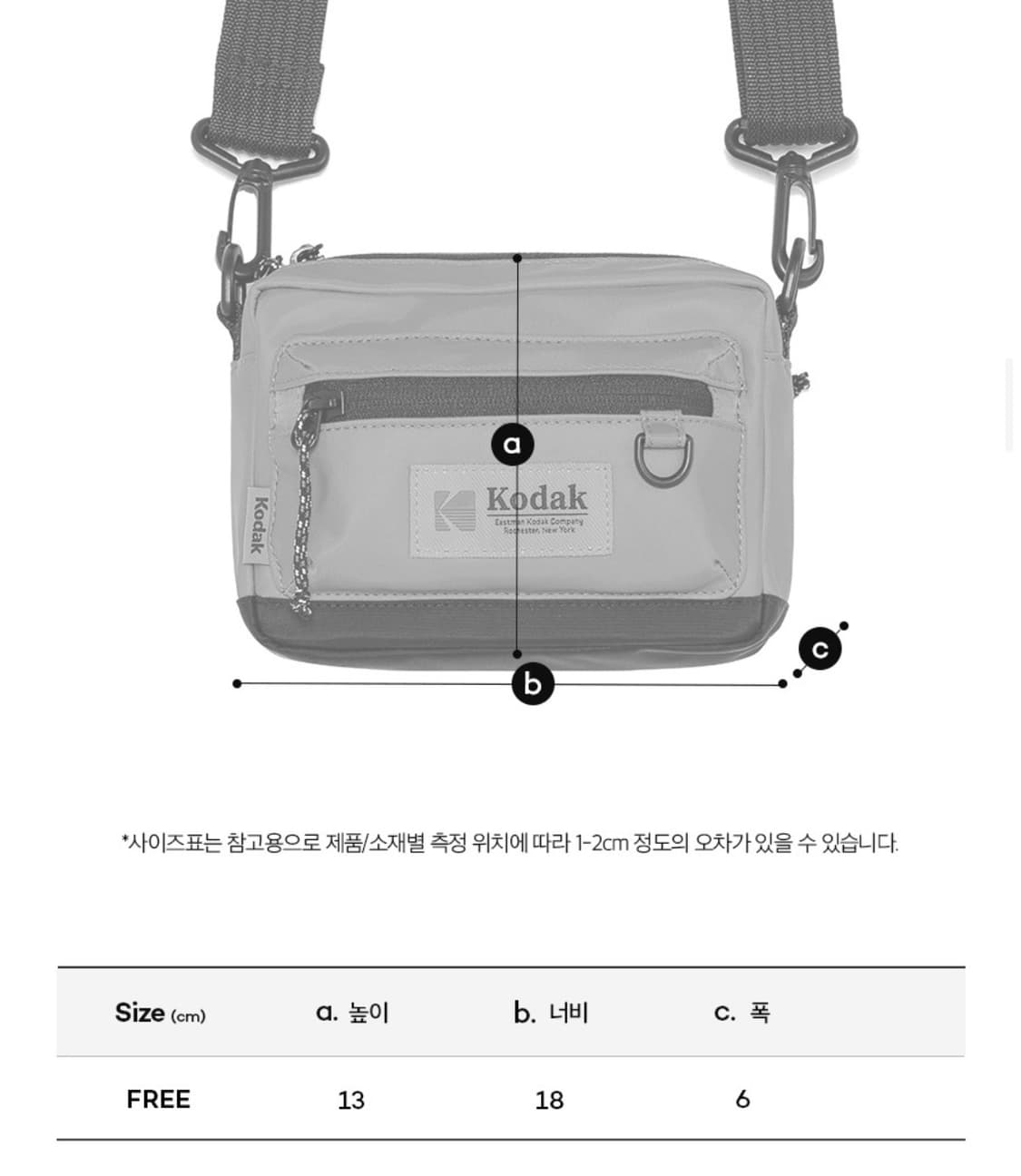새상품 코닥 Kodak 에센셜 스퀘어 미니 크로스백 상품이미지3