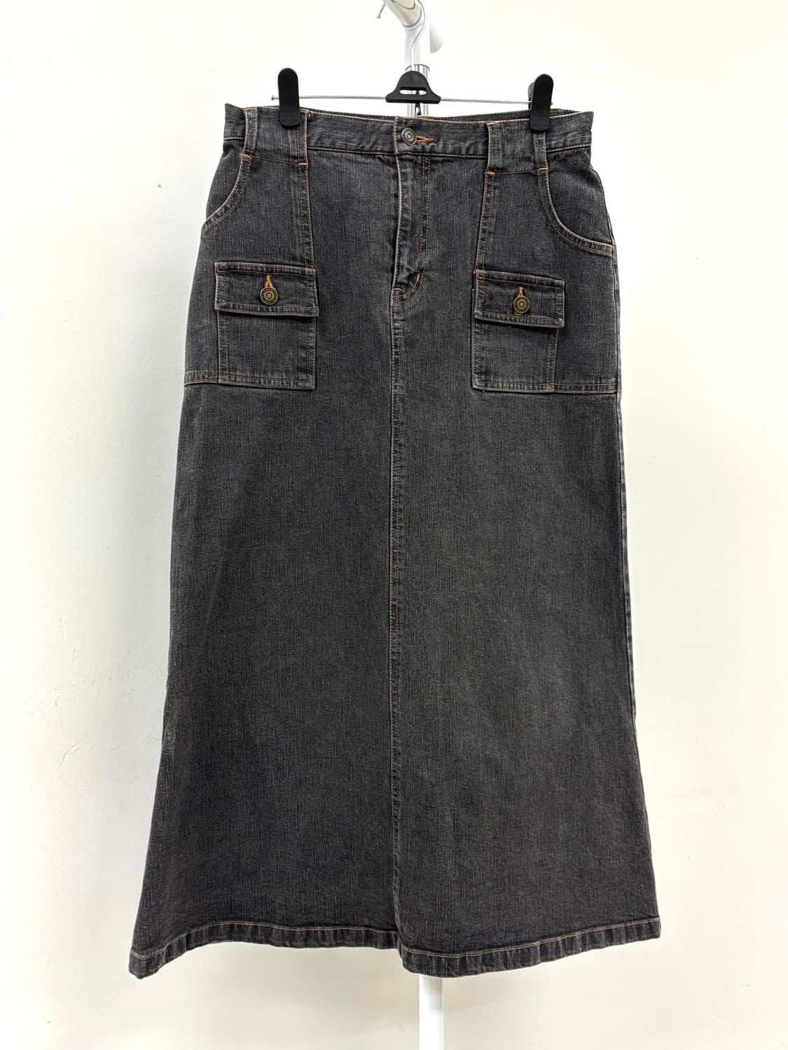 빈티지 흑청 데님 스커트 상품이미지4
