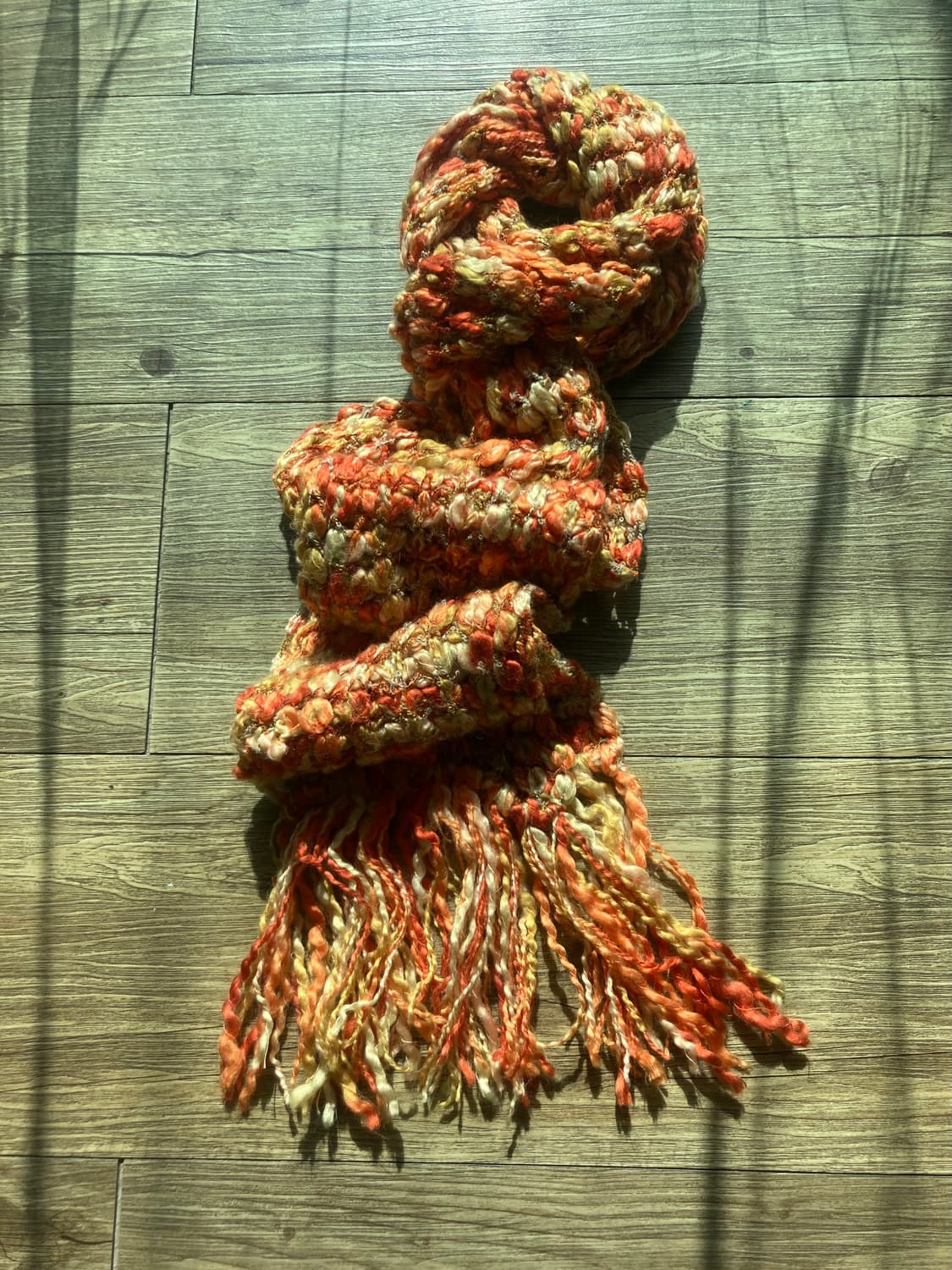 하구미룩 모리걸 오렌지 감귤 뜨개 짜임 머플러 목도리  상품이미지1