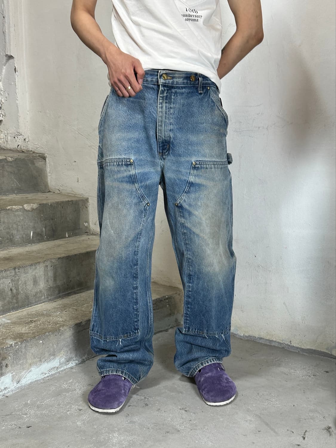 00's OG 칼하트 B07 더블니 팬츠 칼하트 데님 더블니 미친페이딩 상품이미지10