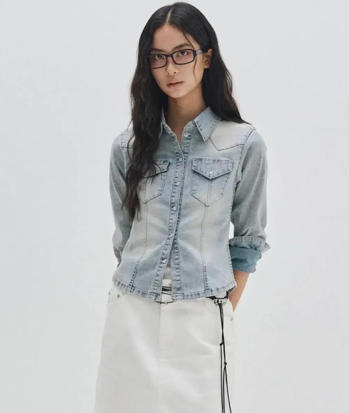 데케트우먼 웨스턴 슬림 데님 셔츠 상품이미지1