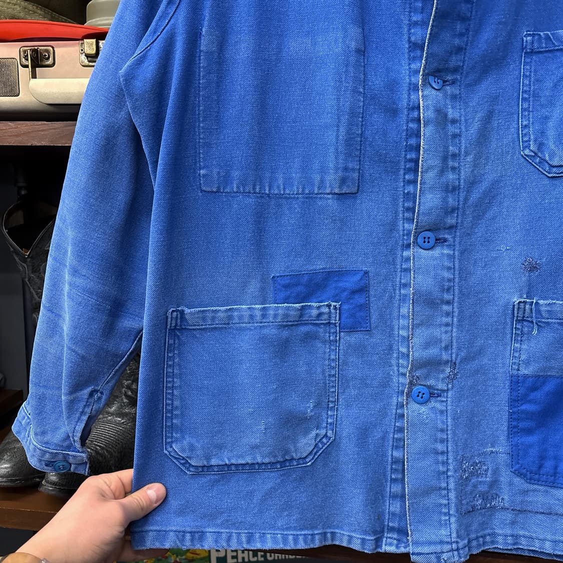 70s 리페어 패치워크 프렌치워크자켓 빈티지페이딩 N557 상품이미지5