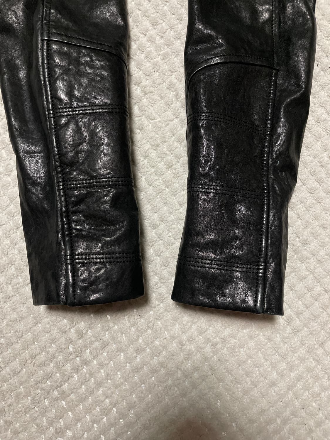 SANDRO Y2K 웨스턴 무드 램스킨 양가죽 바이커 절개 레더 자켓 상품이미지7