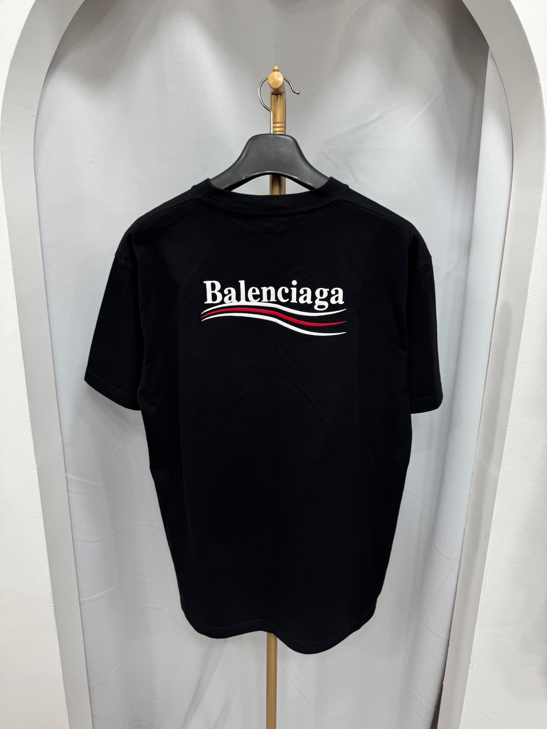 백화점판 새상품급 발렌시아가 웨이브로고 자수 폴리티컬 반팔 S  상품이미지1