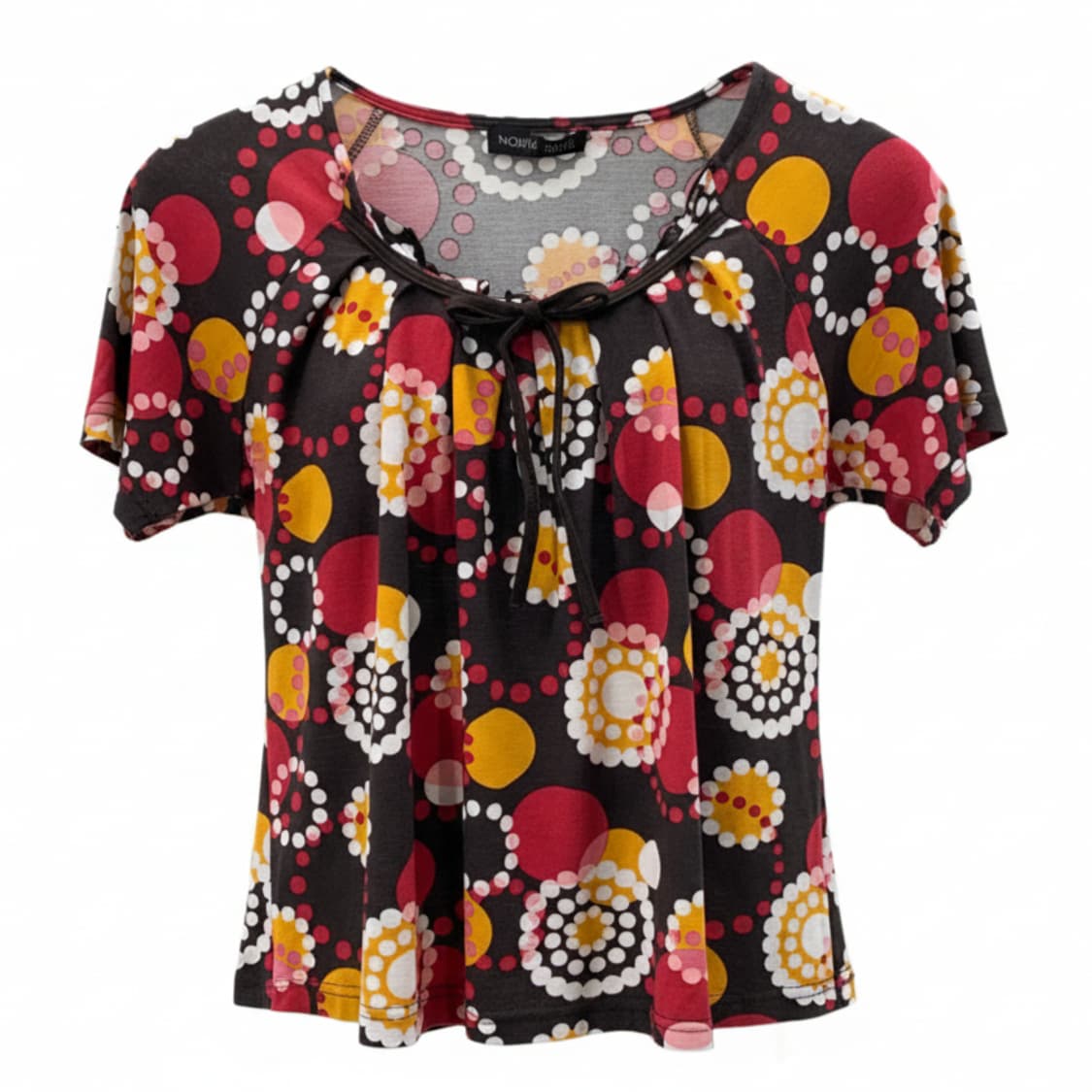 일본 빈티지 NOBLE STONE 리본 넥라인 주름 반팔티 1901 상품이미지1