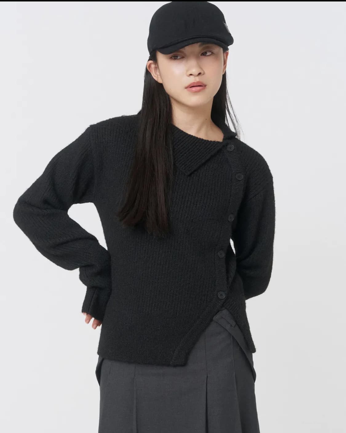 미세키서울 버튼 니트 블랙  상품이미지1