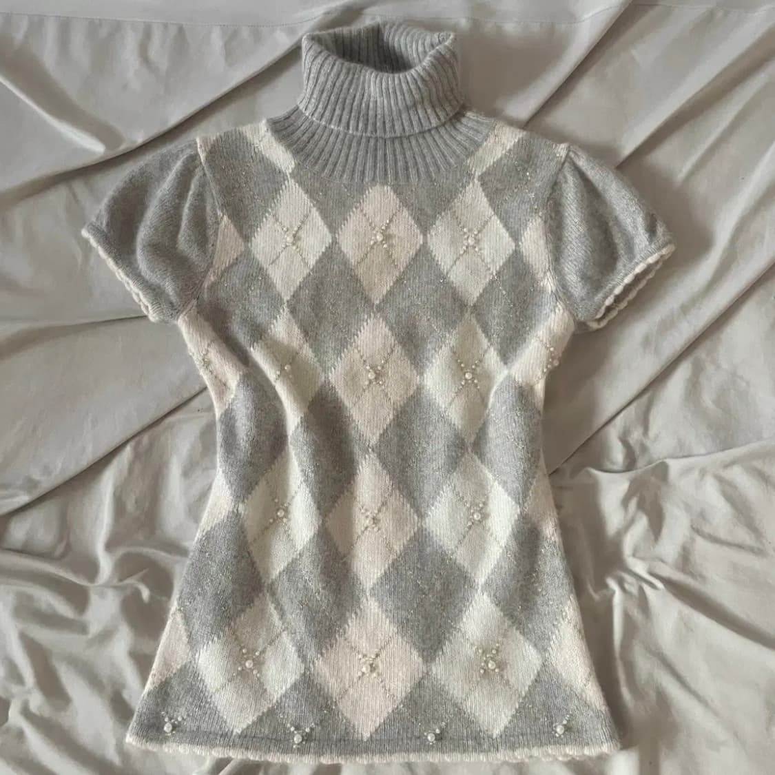 로걀탑 아가일 니트 히메갸루 오네갸루 진주 아가일 유일매물 핀터깔 하구미 상품이미지1