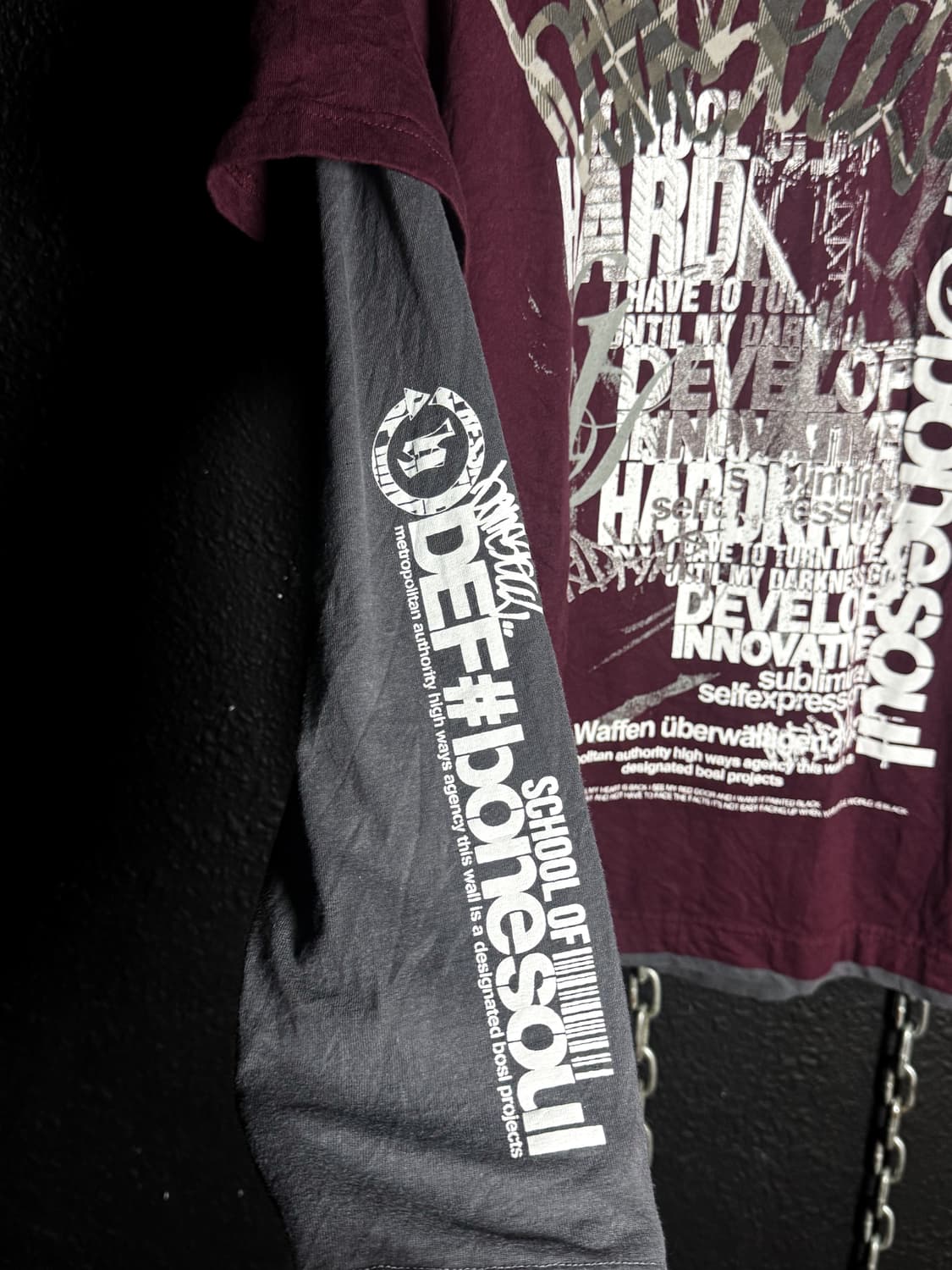 Burgundy & gray Layered lLong Sleeves    상품이미지3