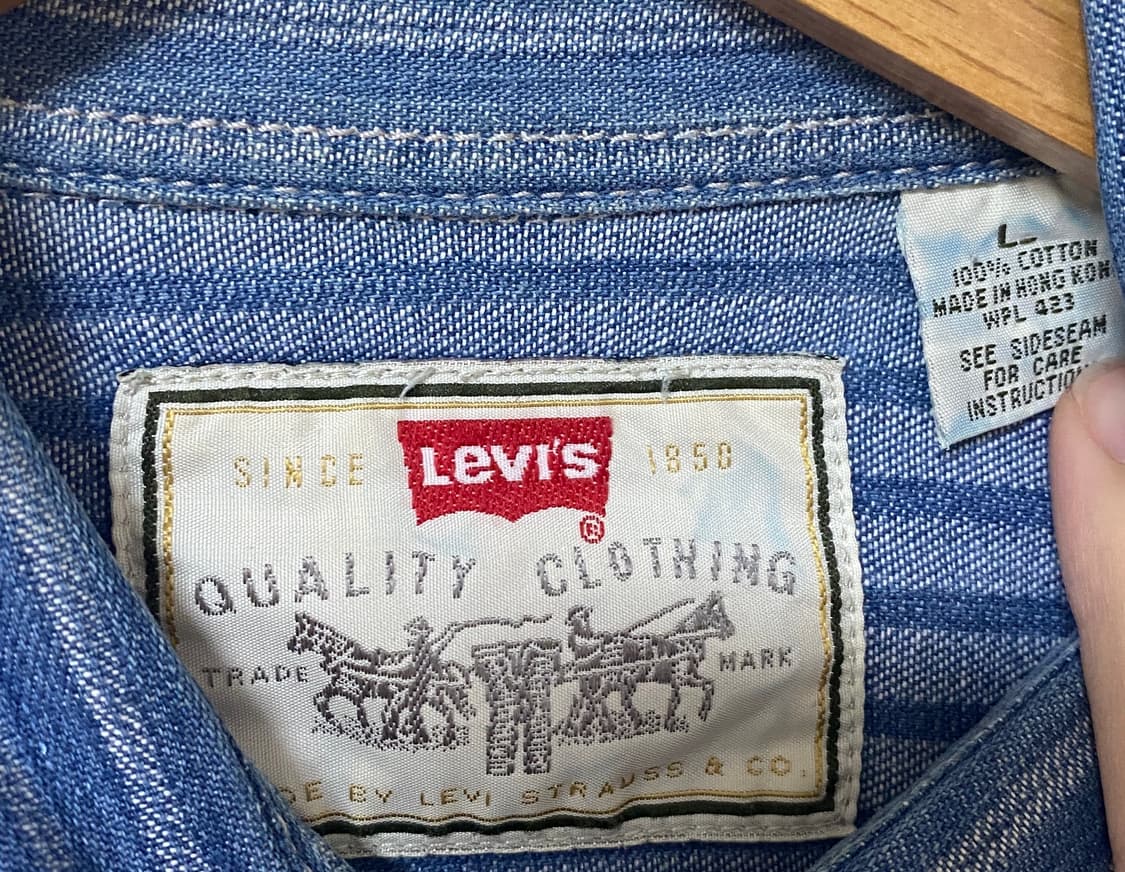 리바이스 90s 빈티지 데님 셔츠 (히코리 스트라이프) 상품이미지3