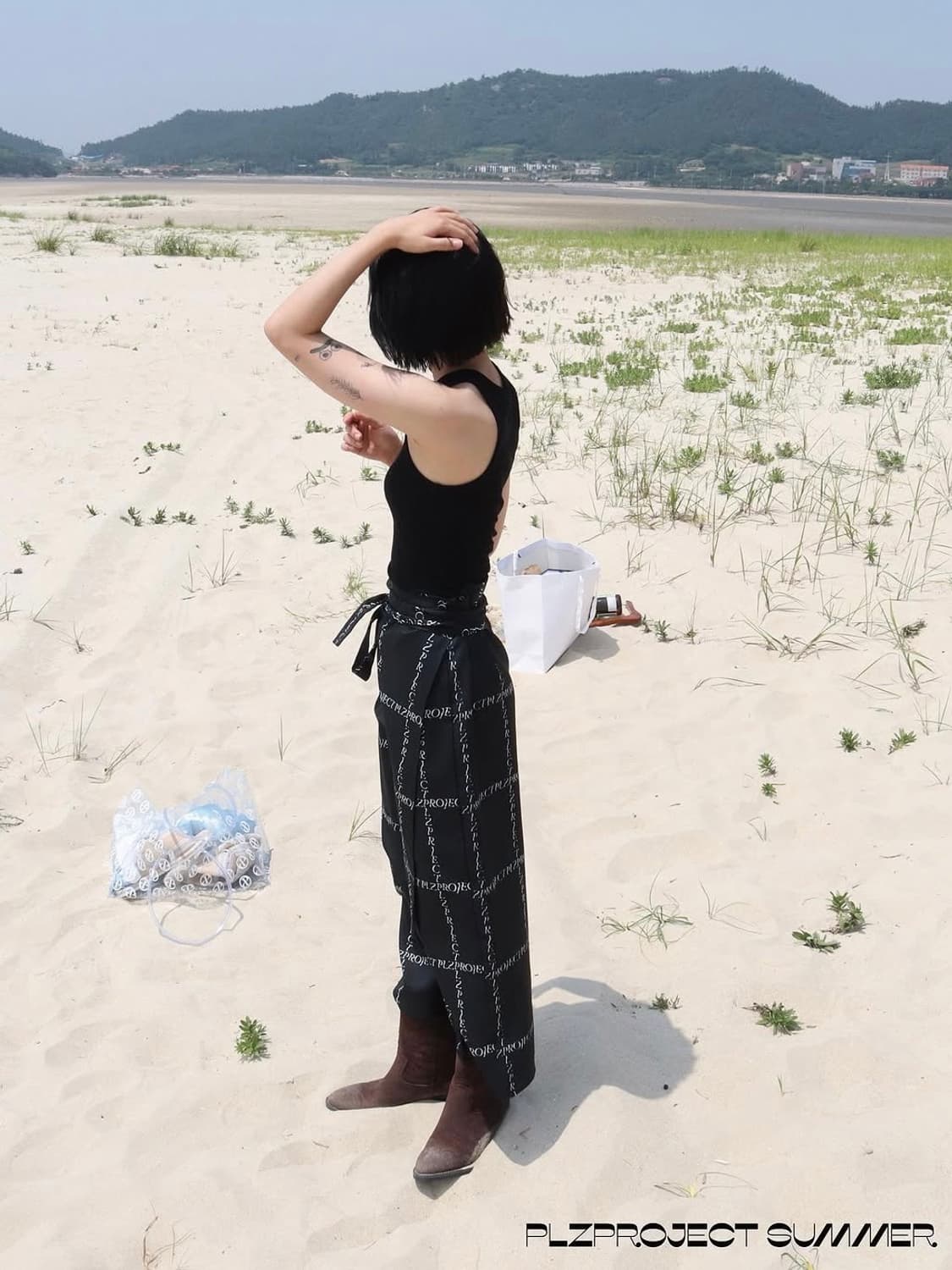 플리즈프로젝트 시그니처 로고 랩 스커트 상품이미지3