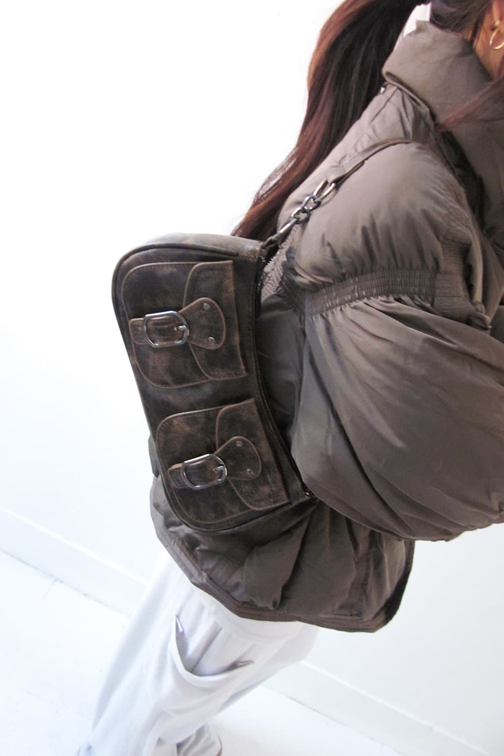 빈티지 버클 백 숄더백 브라운 상품이미지3