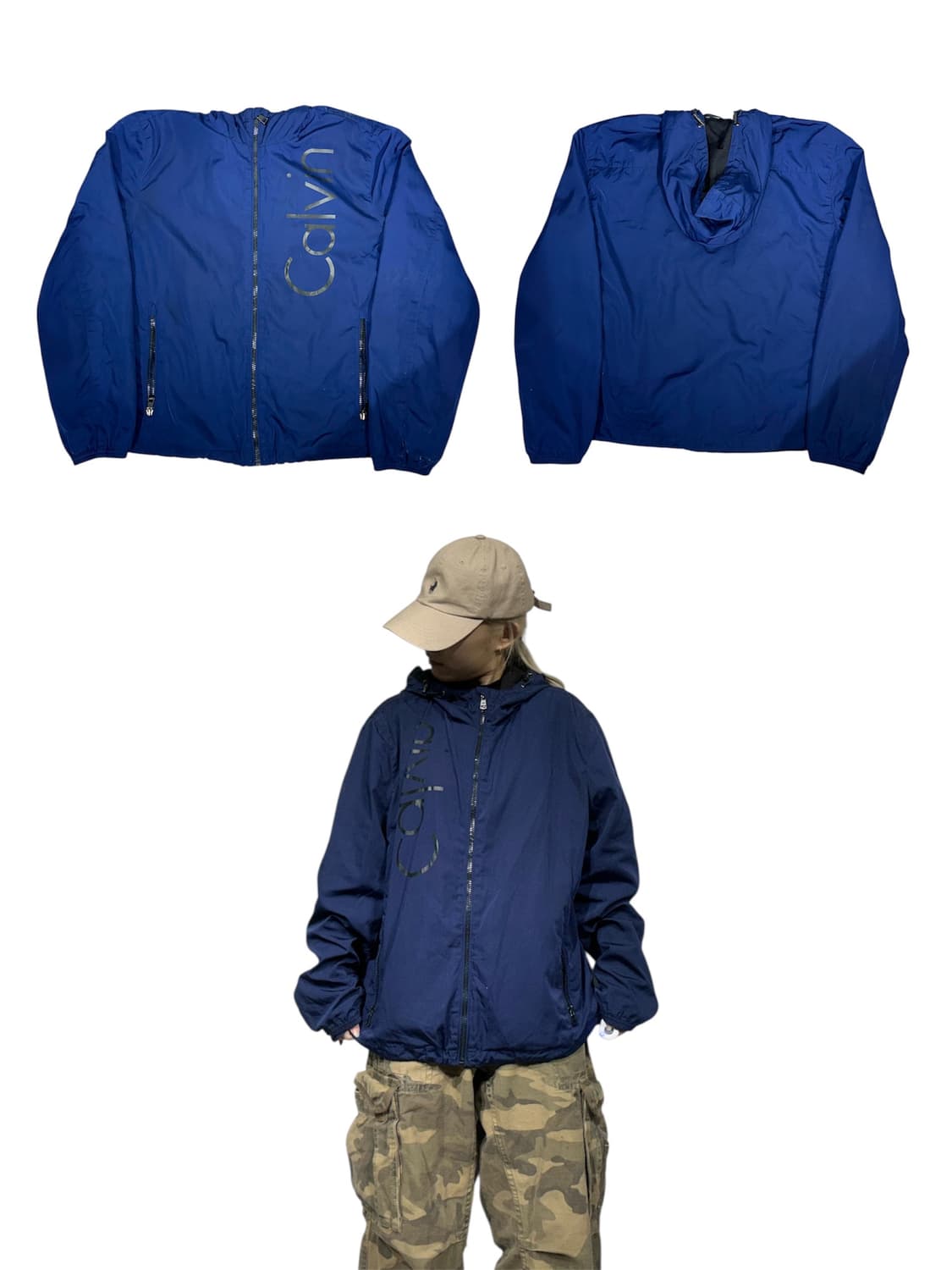 Ck 캘빈 클라인 네이비 후드 바람막이 자켓 L 상품이미지1