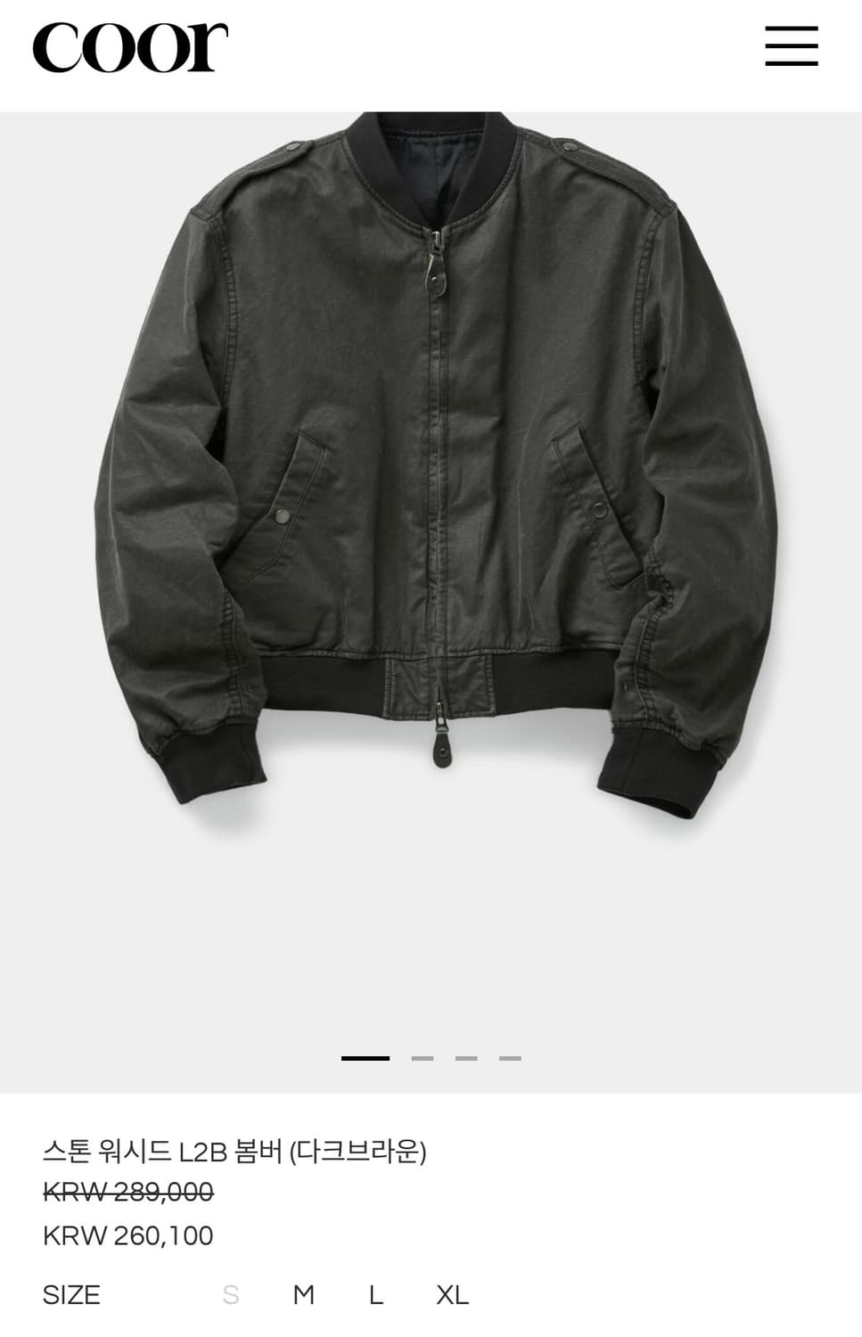 쿠어 스톤 워시드 L2B 봄버 (다크브라운) M 상품이미지1